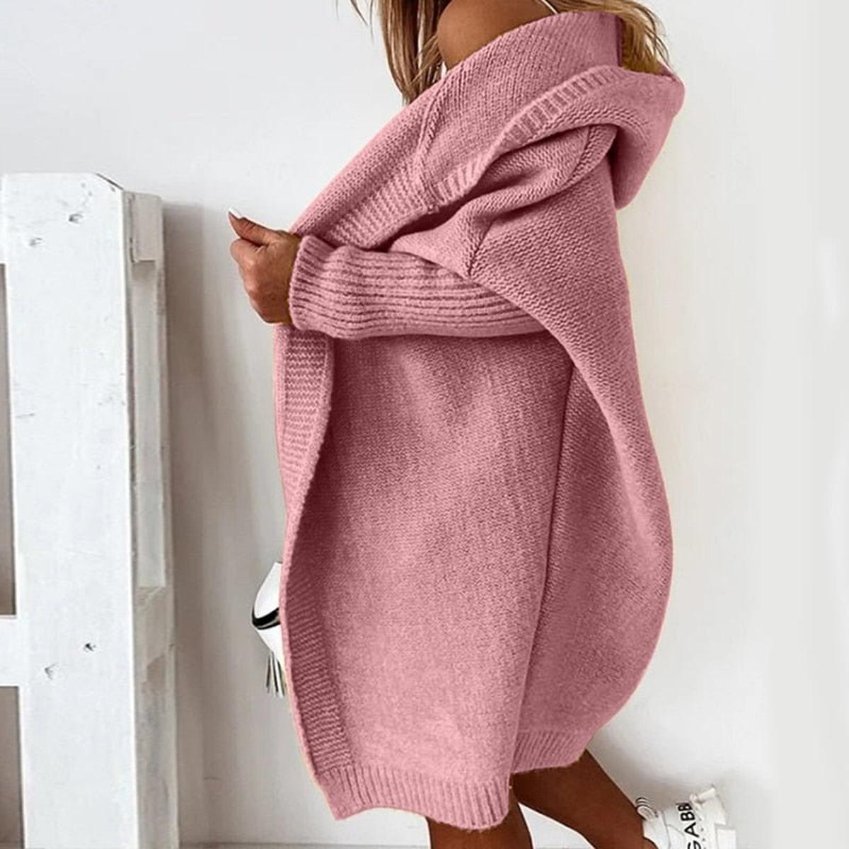 Cozy Hooded Oversized Cardigan With Batwing Sleeves