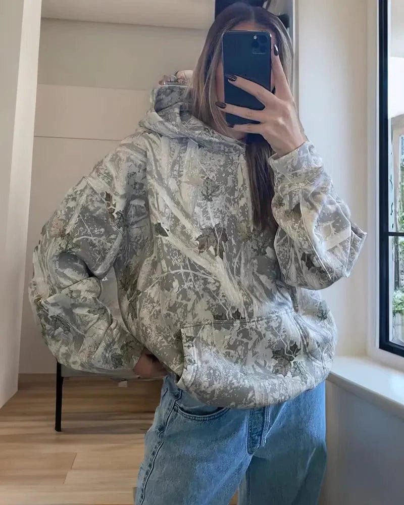Cozy Hooded Sweatshirt With Back Print And Pockets
