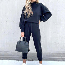 Cozy Loungewear Set With Turtleneck And High-Waist Pants