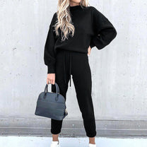 Cozy Loungewear Set With Turtleneck And High-Waist Pants