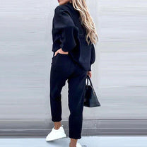 Cozy Loungewear Set With Turtleneck And High-Waist Pants