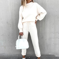 Cozy Loungewear Set With Turtleneck And High-Waist Pants