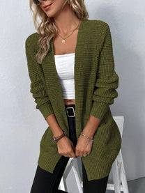 Cozy Open Front Long Cardigan With Pockets