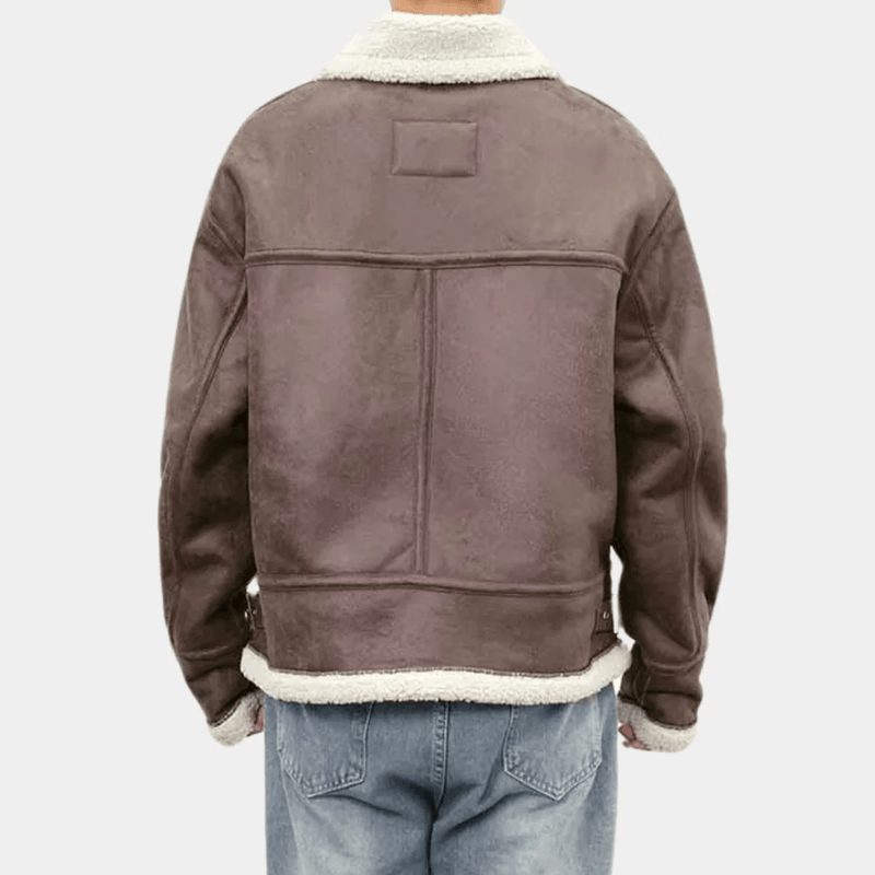 Cozy Sherpa Trim Relaxed Fit Bomber Jacket