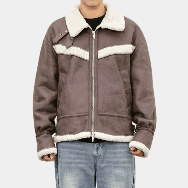 Cozy Sherpa Trim Relaxed Fit Bomber Jacket
