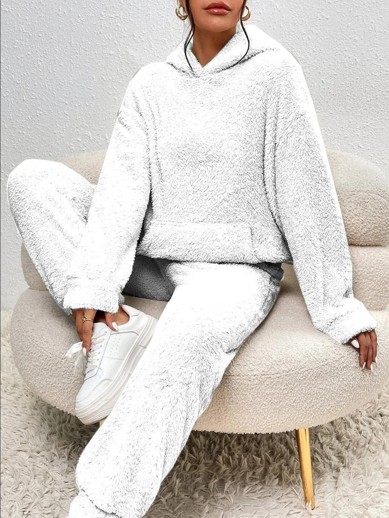 Cozy Teddy Loungewear Set With Hoodie And Pants