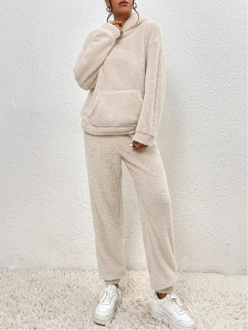 Cozy Teddy Loungewear Set With Hoodie And Pants