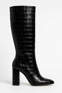 Croc-Embossed Knee-High Boots