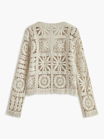 Crochet Square Pattern Knit Cardigan