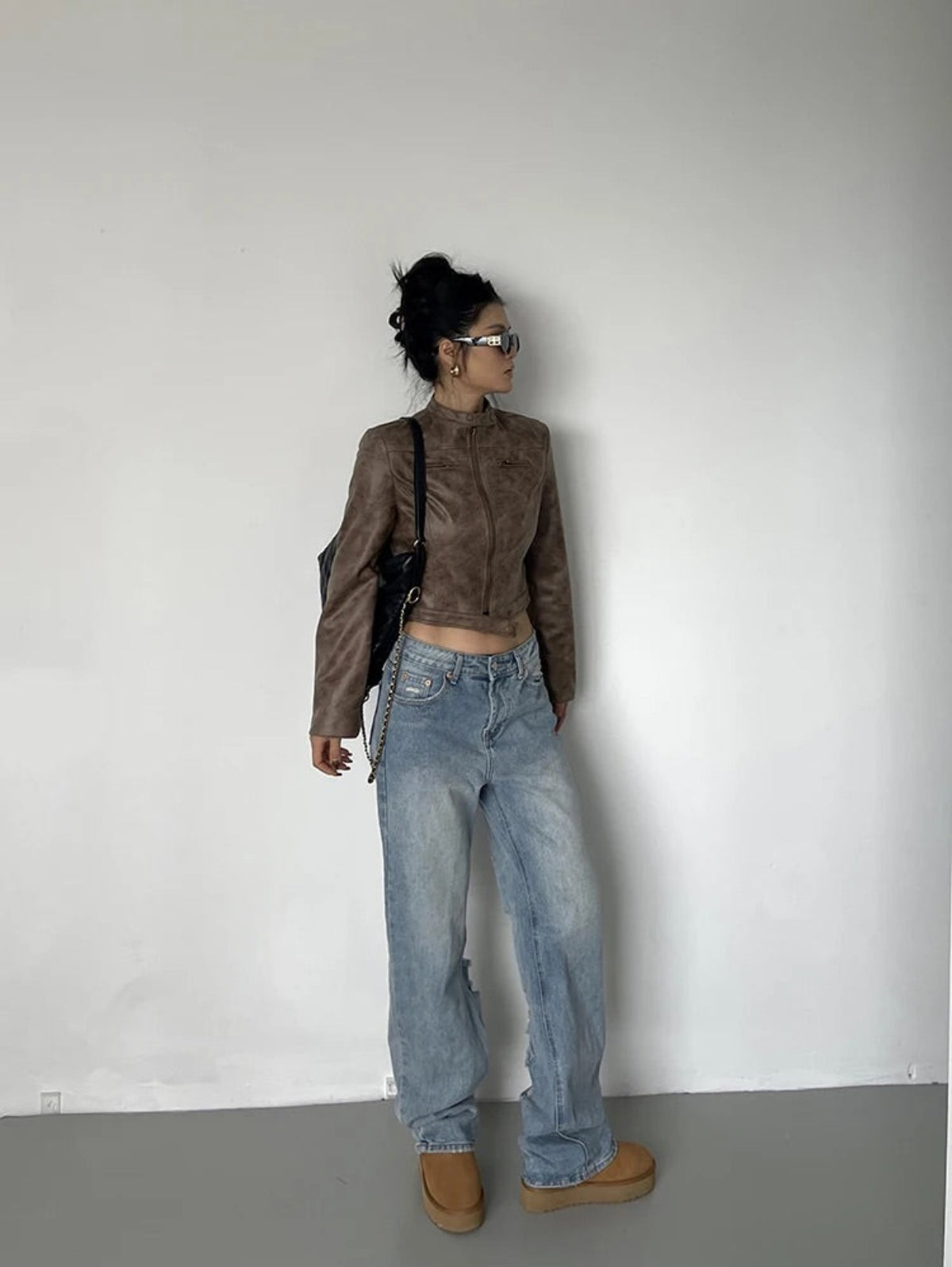 Cropped Leather Jacket