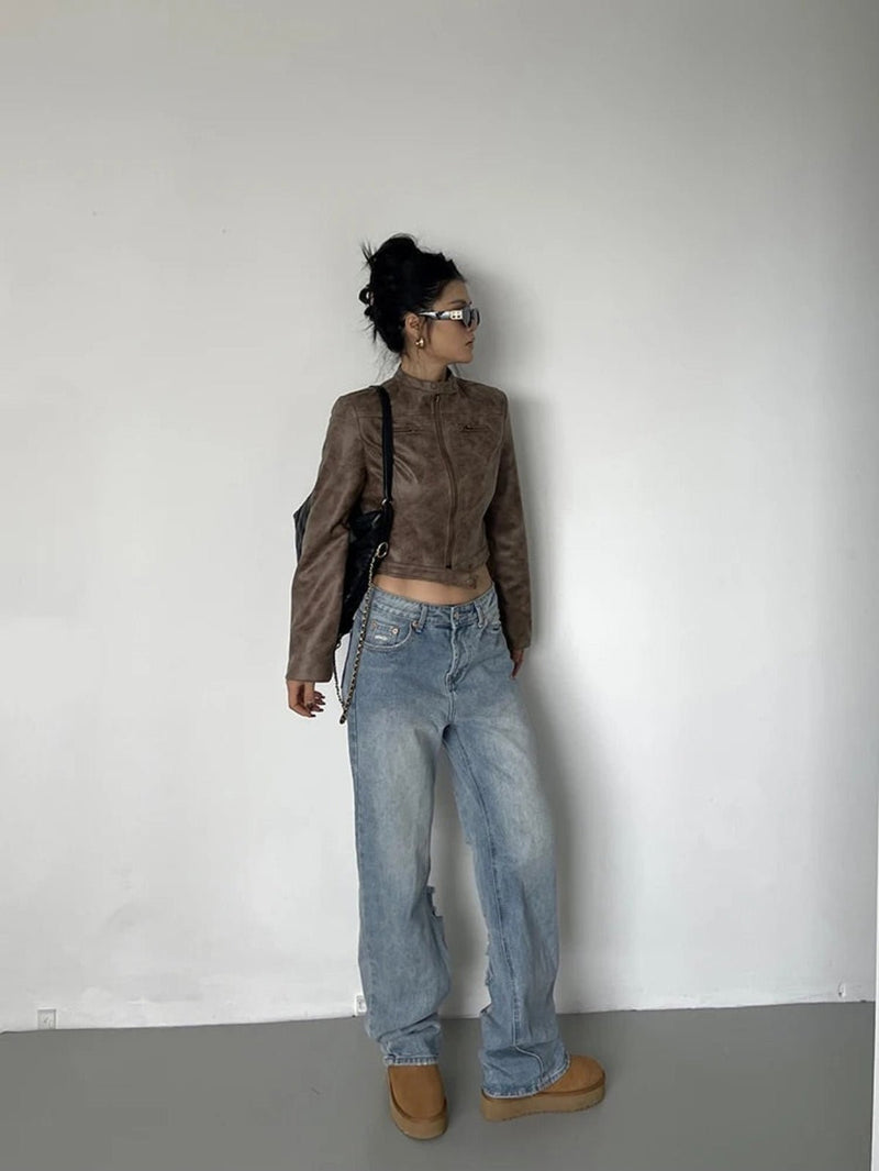 Cropped Leather Jacket