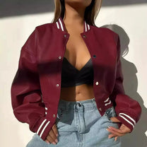 Cropped Structured Leather Jacket for Women