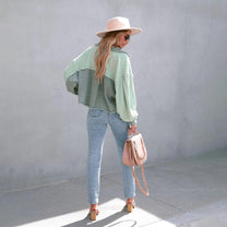 Cropped Waffle Knit Button Jacket For Women