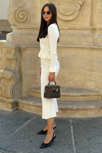 Crystal Buttoned Two-Piece Vest &amp; Skirt Set