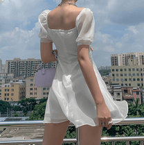 Crystal White Elegant Dress With Embellishments