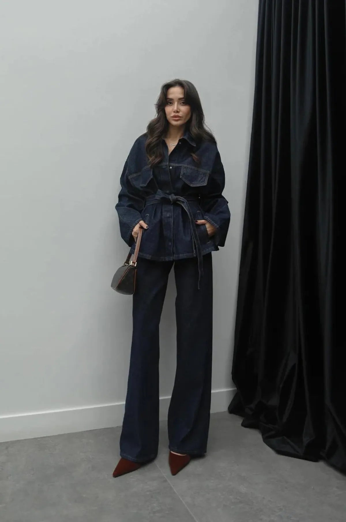 Denim Long Pants Co-Ord Set