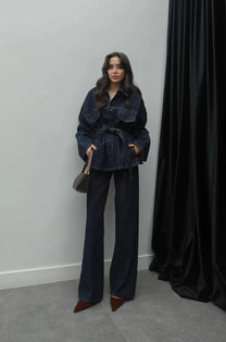 Denim Long Pants Co-Ord Set