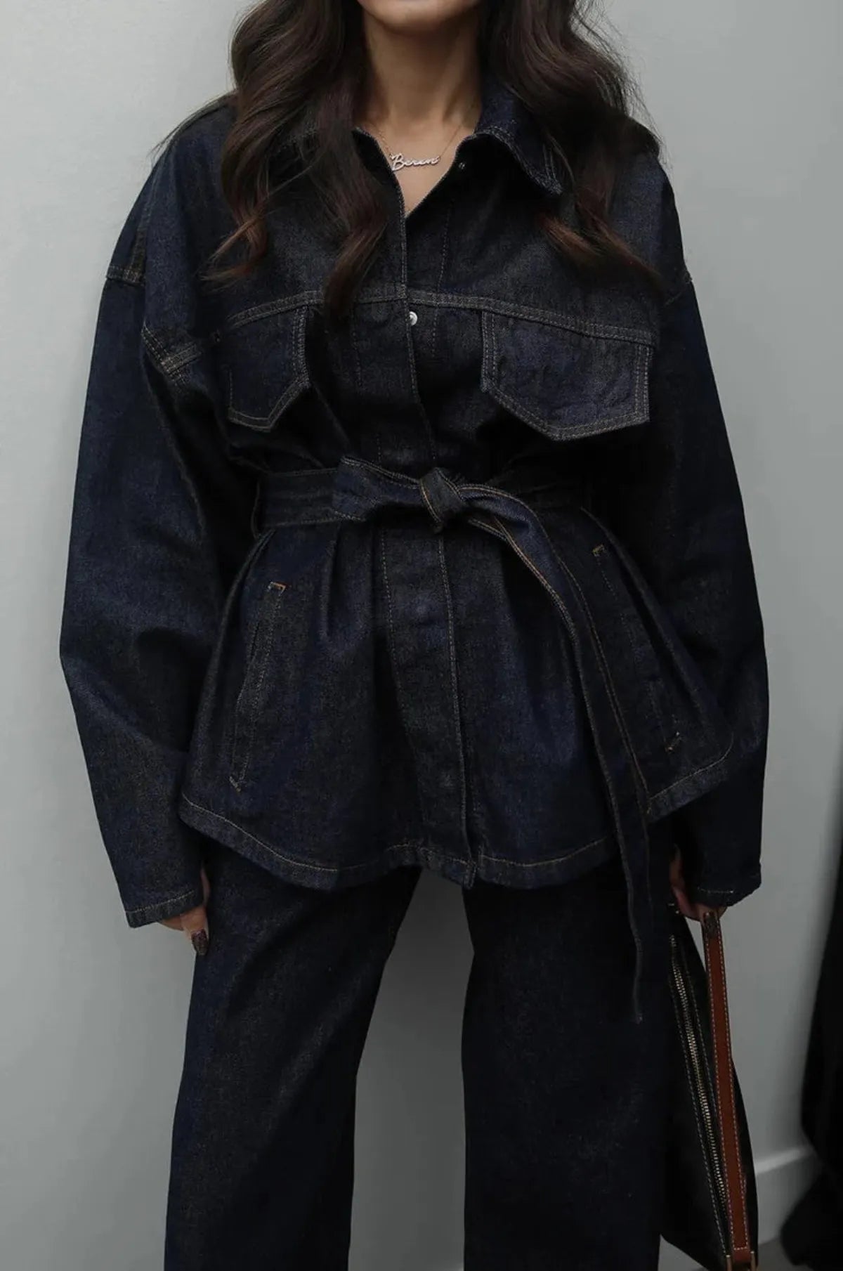 Denim Long Pants Co-Ord Set