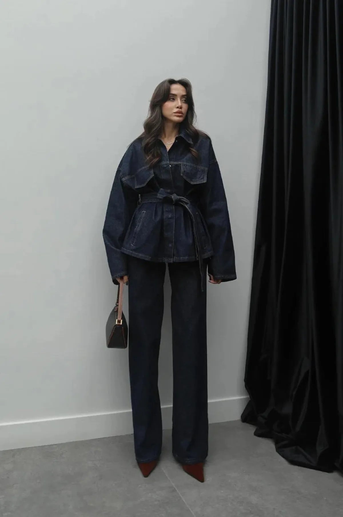 Denim Long Pants Co-Ord Set