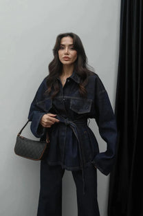 Denim Long Pants Co-Ord Set