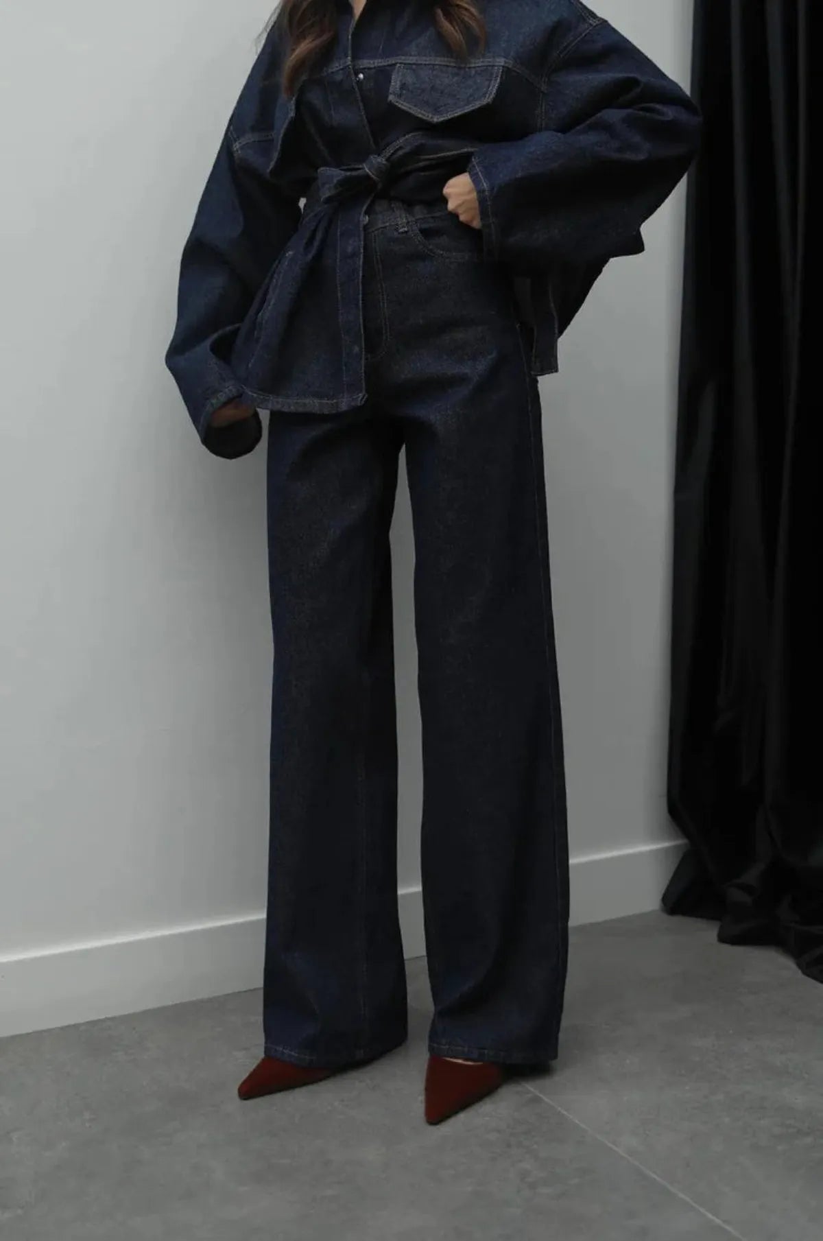 Denim Long Pants Co-Ord Set