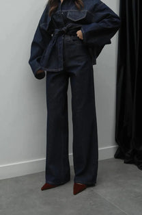 Denim Long Pants Co-Ord Set