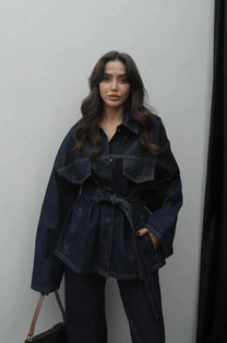 Denim Long Pants Co-Ord Set