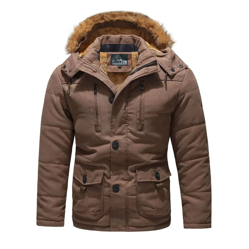 Detachable Hooded Plush Lined Parka Jacket
