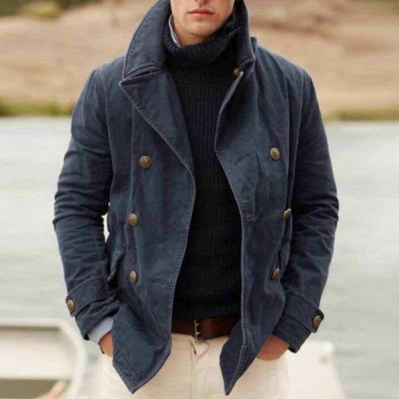 Double-Breasted Structured Casual Jacket