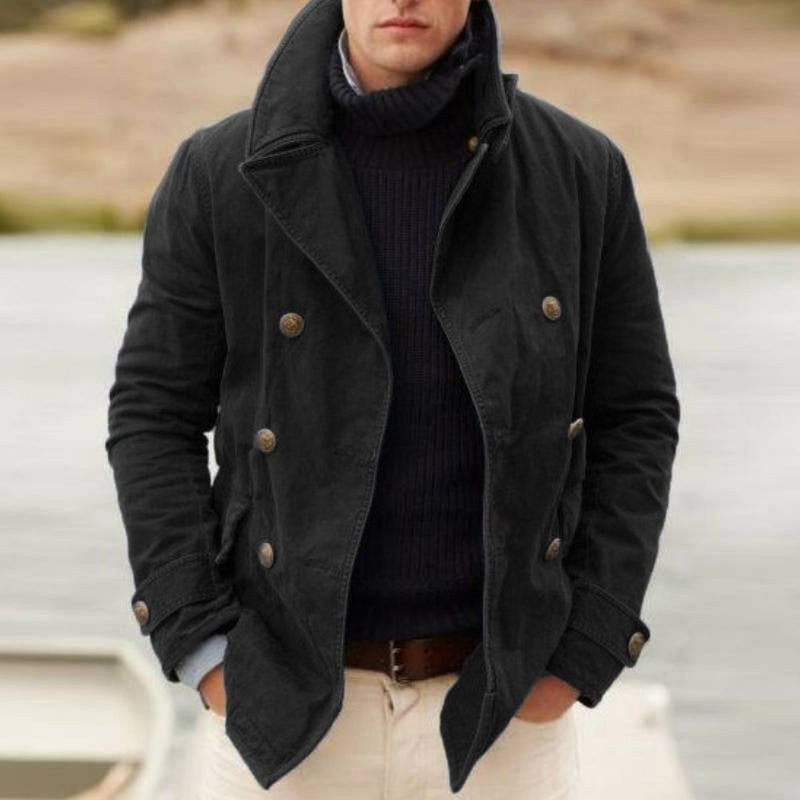 Double-Breasted Structured Casual Jacket