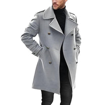 Double-Breasted Tailored Wool Blend Mid-Length Coat