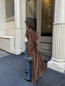 Double-Breasted Women&#39;s Trench Coat With Belted Waist