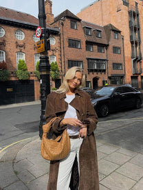 Double-Breasted Women&#39;s Trench Coat With Belted Waist