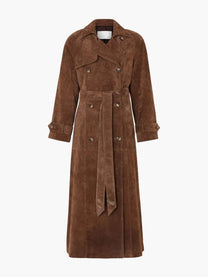 Double-Breasted Women&#39;s Trench Coat With Belted Waist