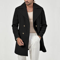 Double-Breasted Wool Blend Knee-Length Coat
