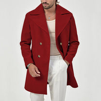 Double-Breasted Wool Blend Knee-Length Coat