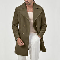 Double-Breasted Wool Blend Knee-Length Coat