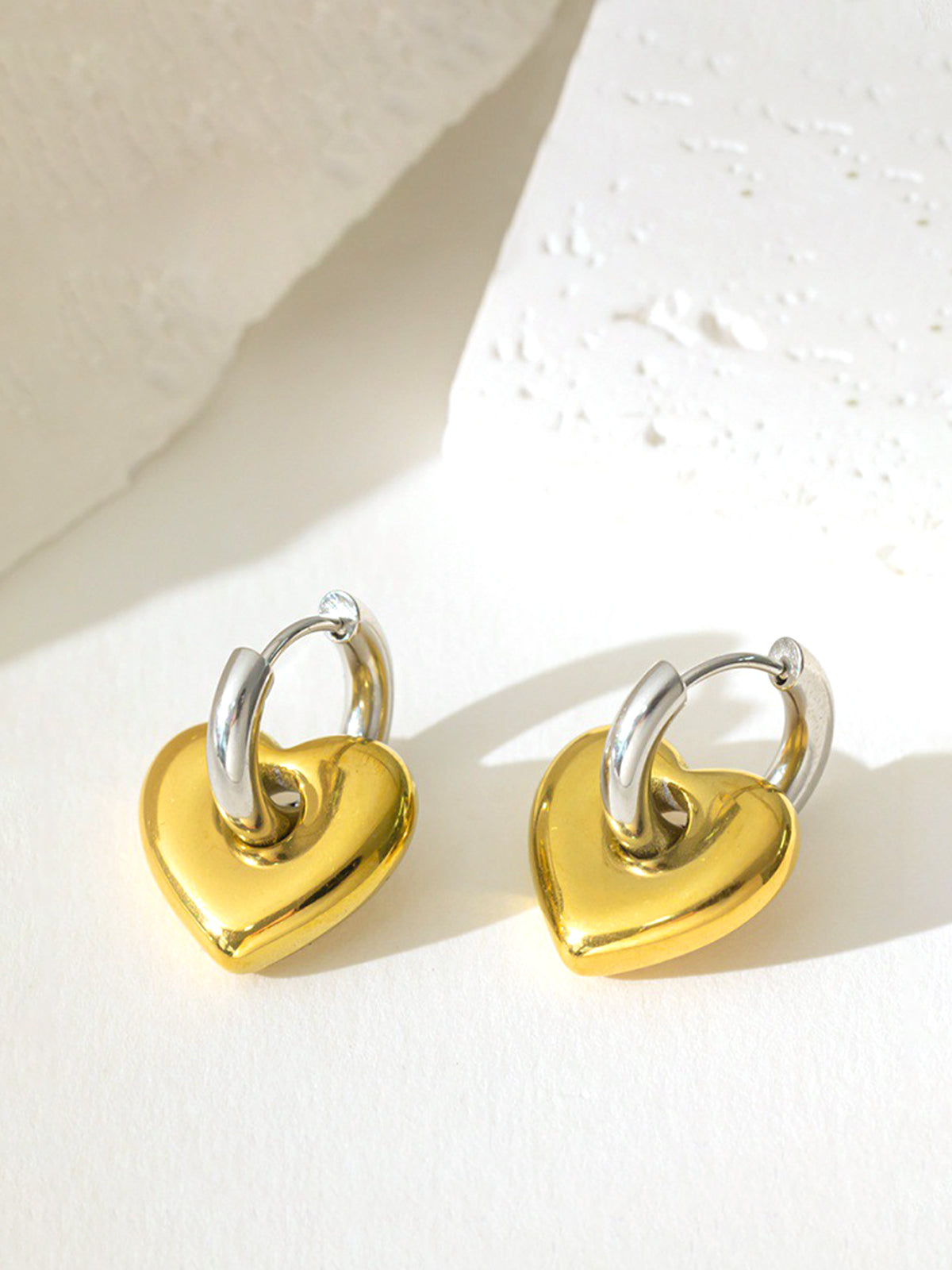 Duo Tone Heart Stud Earring