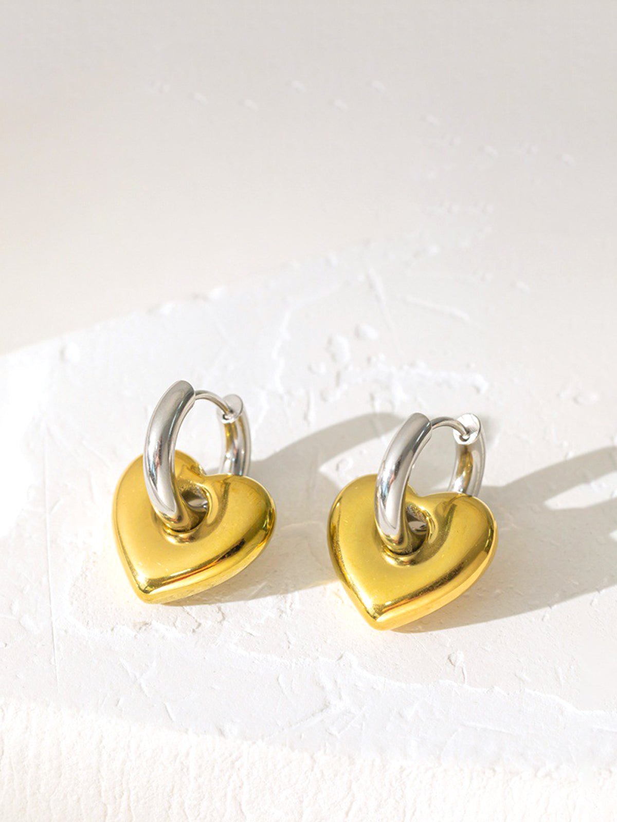 Duo Tone Heart Stud Earring