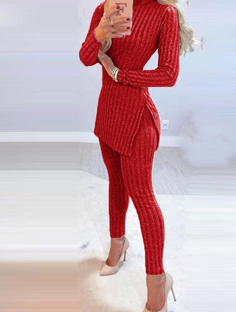 Elegant 2-Piece Lounge Set With Turtleneck