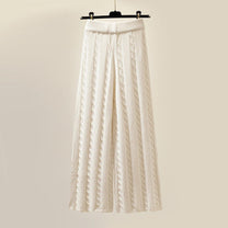 Elegant 3-Piece Knitted Winter Set With Jumper, Trousers, And Cardigan