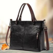 Elegant Classic Leather Shoulder Bag With Multiple Compartments
