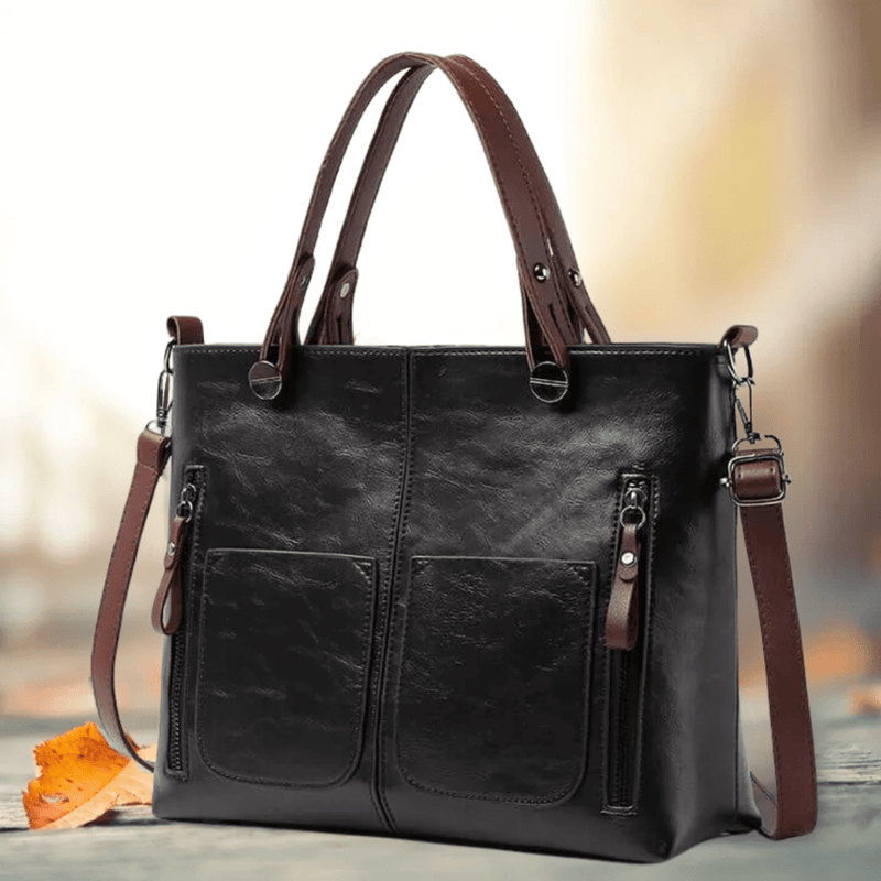 Elegant Classic Leather Shoulder Bag With Multiple Compartments