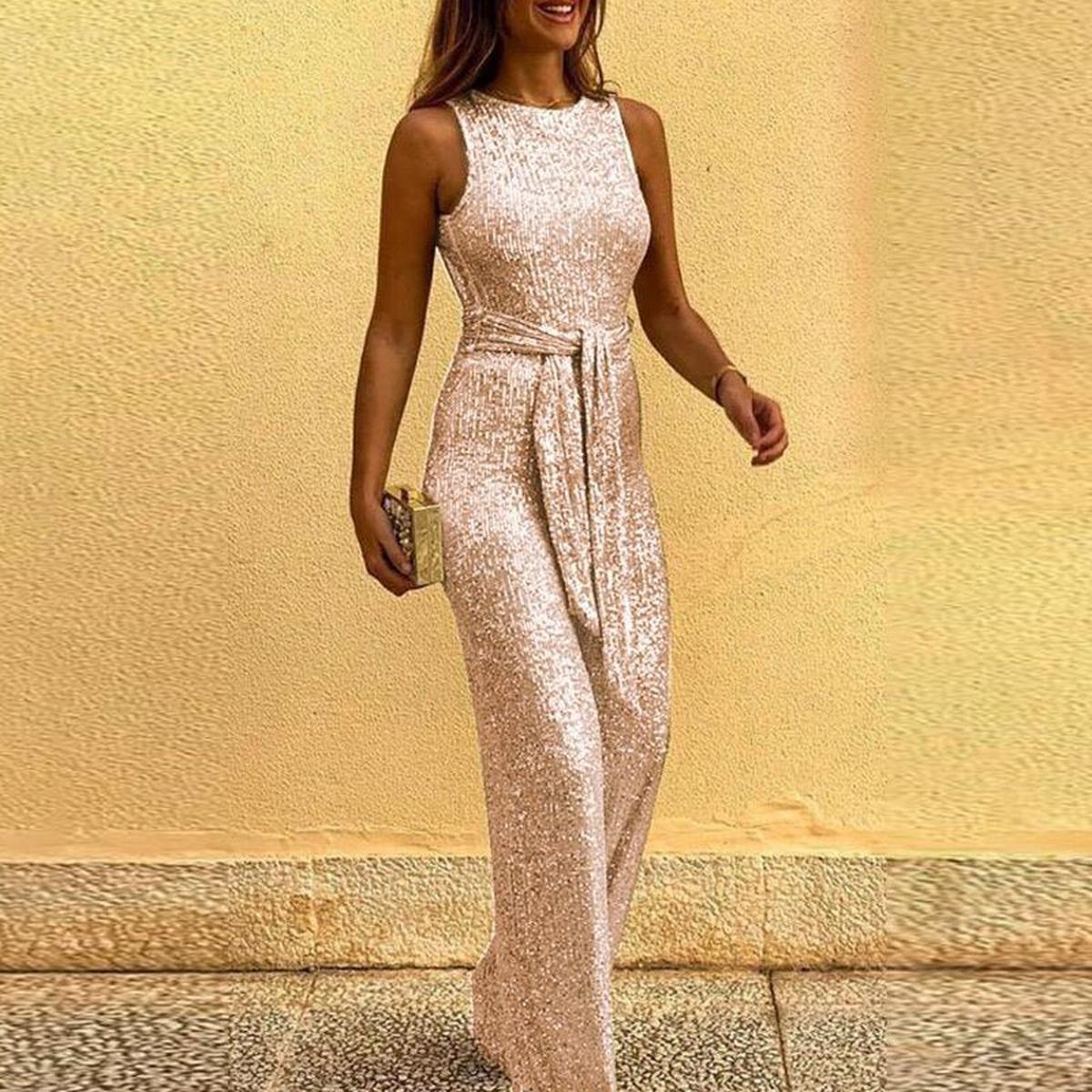 Elegant Glitter Sequin Jumpsuit For Special Occasions