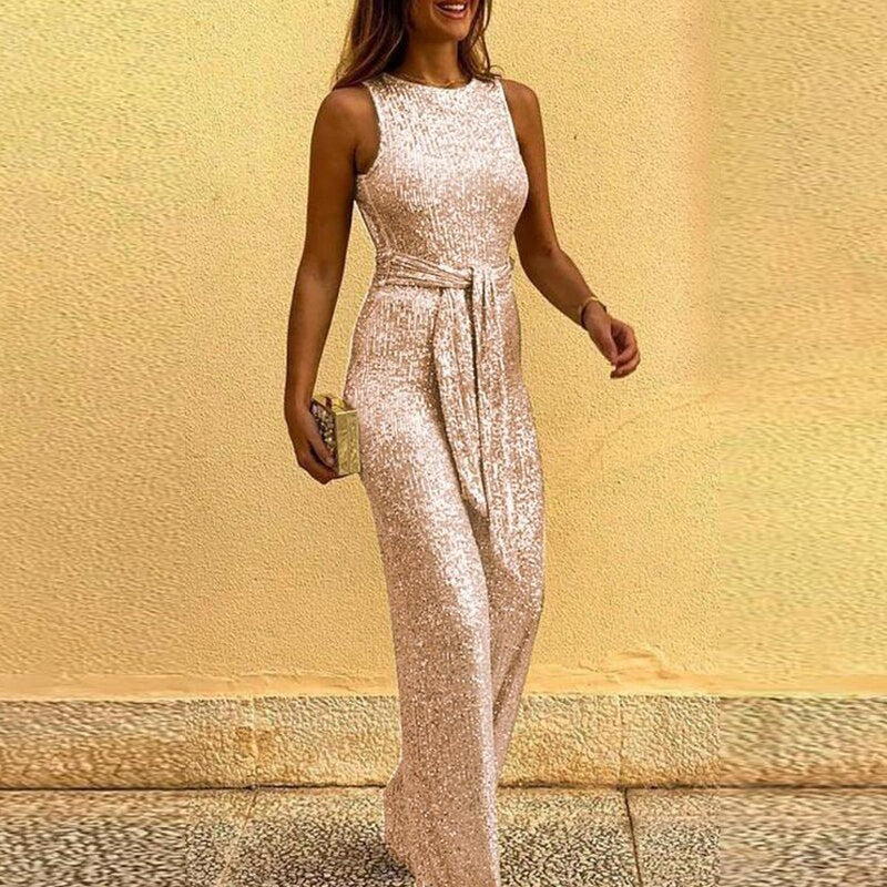 Elegant Glitter Sequin Jumpsuit For Special Occasions