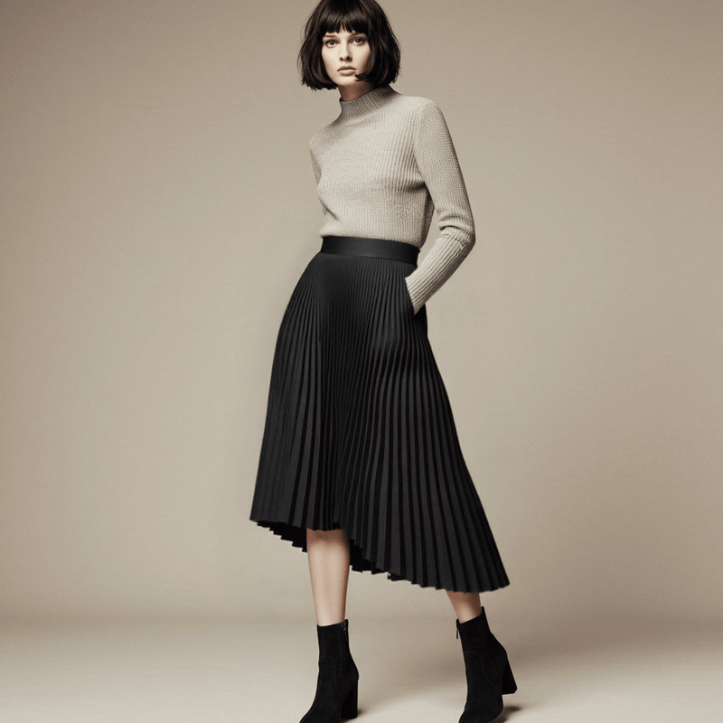Elegant High-Waisted Pleated Skirt For Women
