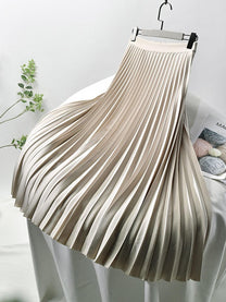 Elegant High-Waisted Pleated Skirt For Women