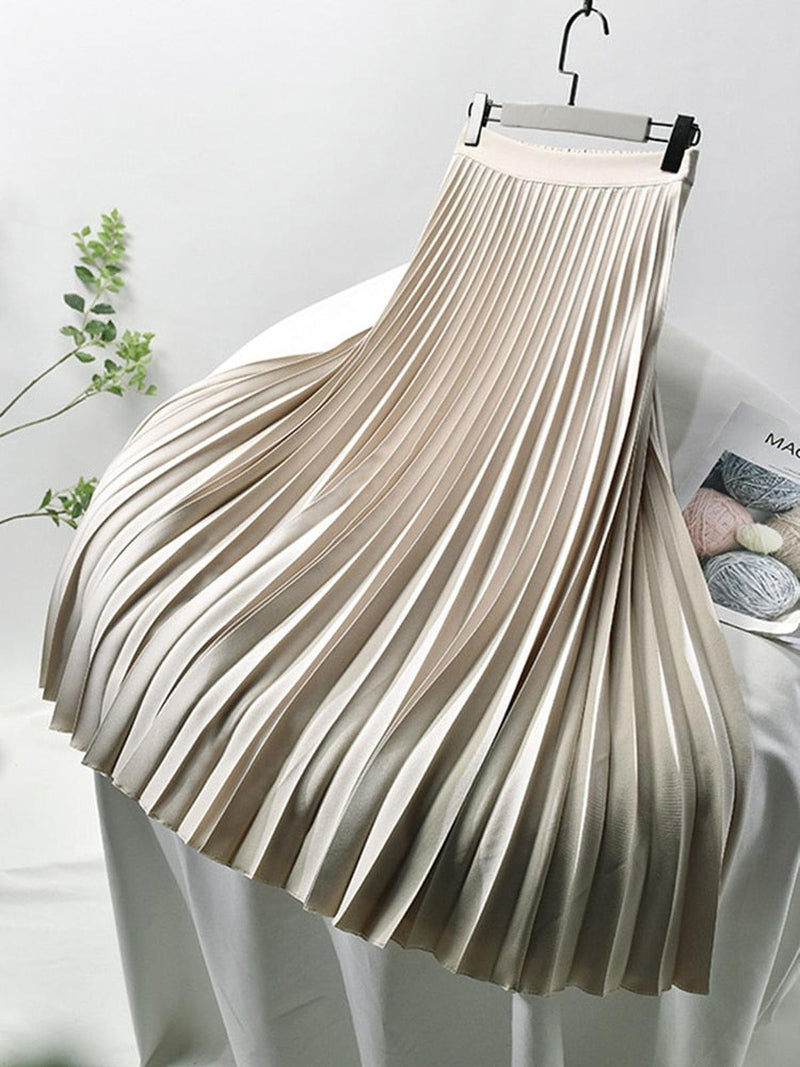 Elegant High-Waisted Pleated Skirt For Women