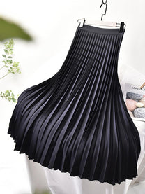 Elegant High-Waisted Pleated Skirt For Women