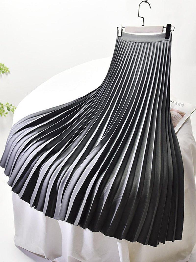 Elegant High-Waisted Pleated Skirt For Women